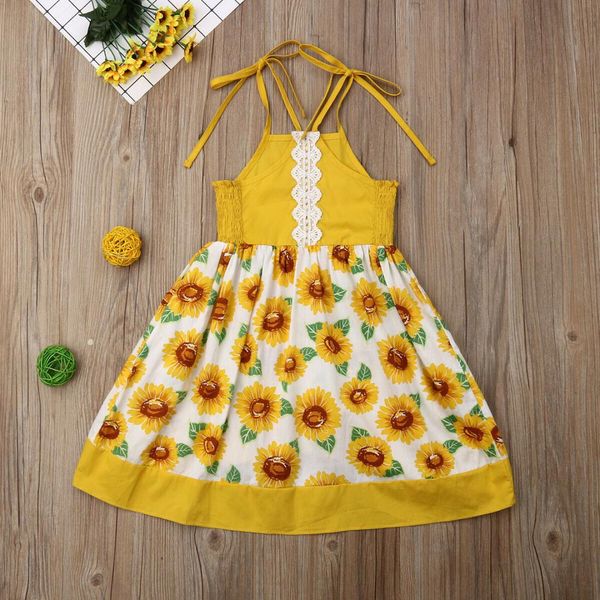 

baby girls summer sunflower dress party bridesmaid pageant dress new cute clothes, Red;yellow