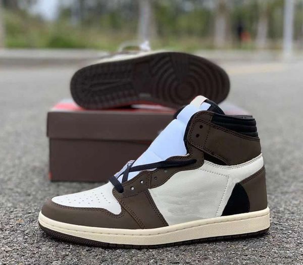 

высокое качество высокое 1 og travis скоттс cactus jack замша dark mocha ts sp 3m обувь для баскетбола мужчины женщины 1s низкий спорт кросс