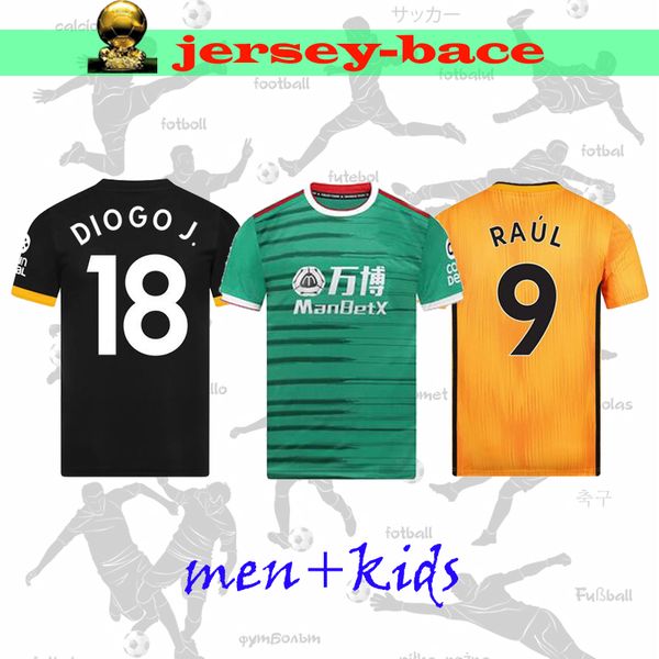 

new 19 20 wolves soccer jersey raul home away 3rd neves adama diogo cutrone diogo j. coady j.moutinho kids men football shirt, Black;yellow