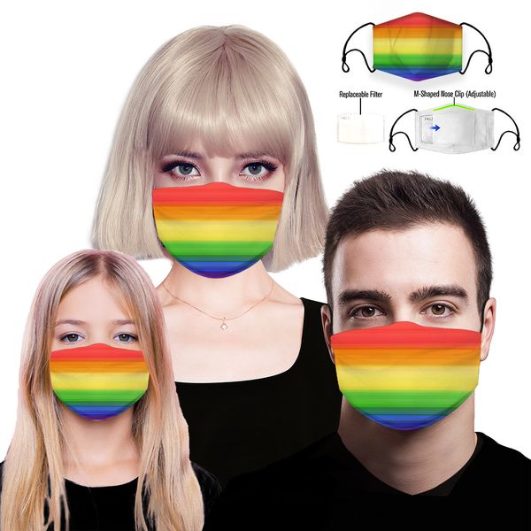 

Designer Luxury Face Mask,Reusable Dust Mask With Replaceable 5 Layer Filter Rainbow Bar Fashion Mask Cotton Disposable Reusable Mouth Mask