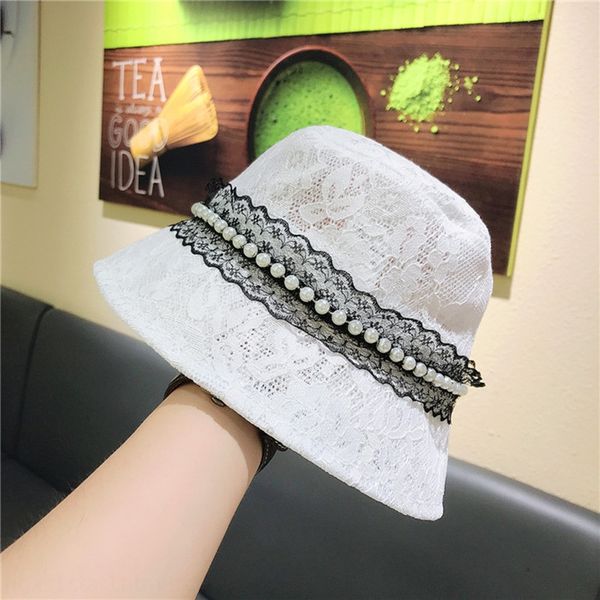 

pearl lace fisherman fisherman children's thin hollow breathable sunscreen hat all-match sunscreen hat, Blue;gray