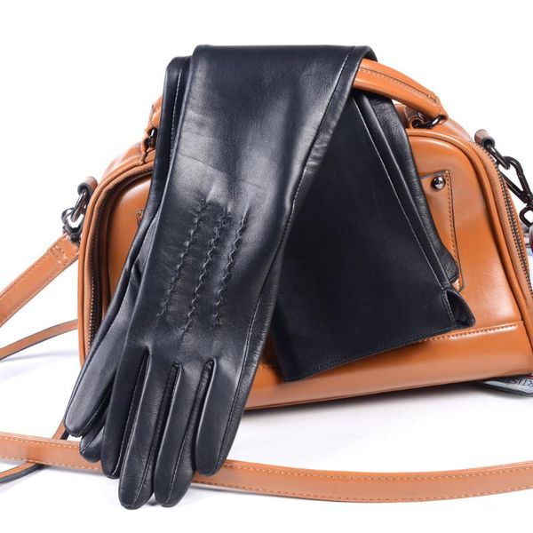

30cm-80cm women' ladies real leather double sides leather unlined overlength party evening gloves long gloves customizable, Blue;gray