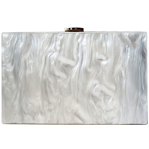 

fggs-fashion lady messenger bag elegant acrylic clutch bag retro party pure white shoulder evening