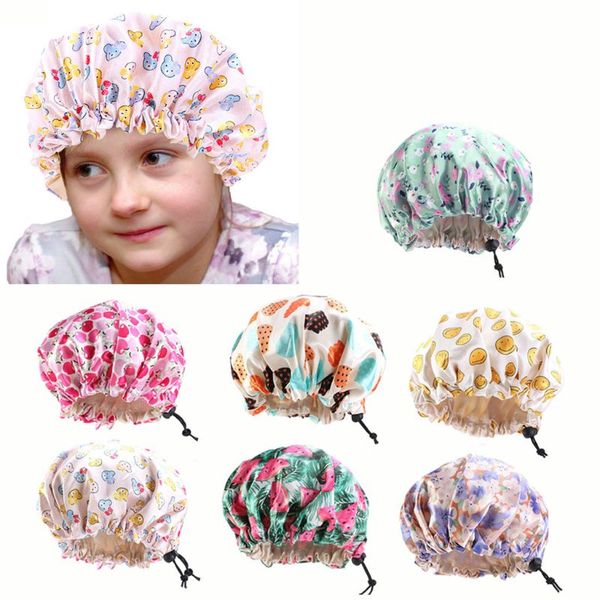 

kids satin bonnet adjustable sleeping cap double layered hair bonnet night hat n1hb, Yellow