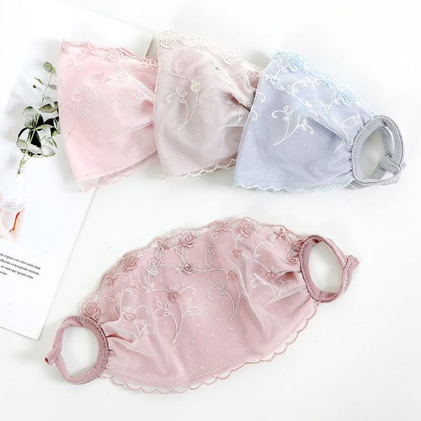 

лето зонт респиратор mascherine цветочные кружева вышивки анти всплеск и splatte dust face mask рот ушной защитные маски 2 08ry e1