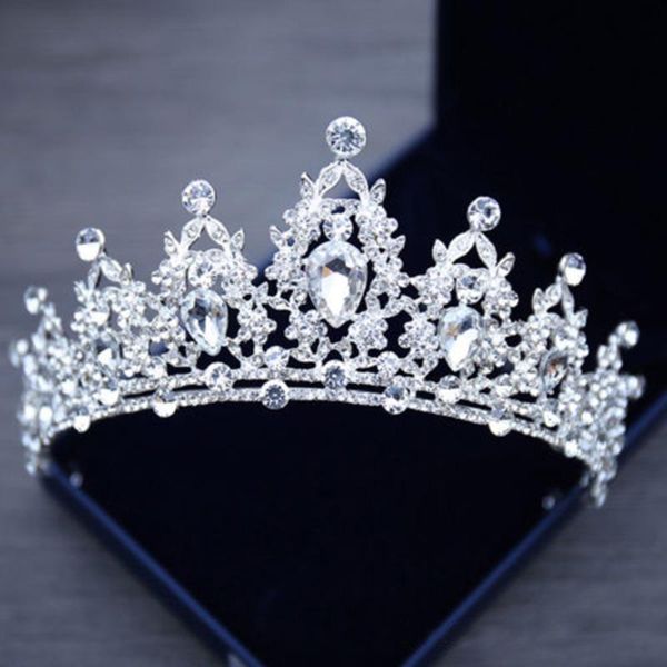 

korean elegant princess crystal tiaras crowns headband big rhinestone love prom crown party accessiories diadem hair jewelry new, Golden;white