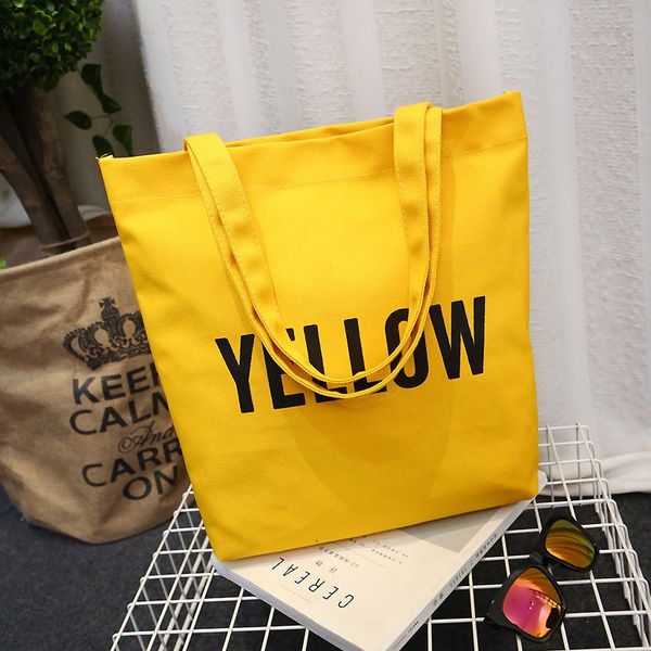 

2018 fashion women bag simple letters canvas handbags shoulder portable art female student bag