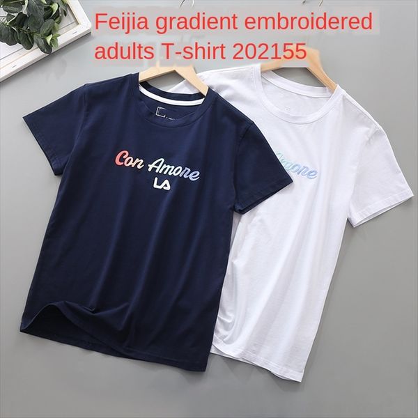 

20fl в цзиньянь всех соответствующий цветов градиента дама круглый воротник коротких рукава 20 в цзиньяньте футболку футболку вышивки всех с, White