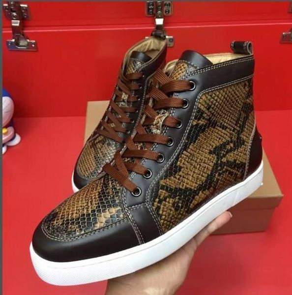 

лучшая кожа качества python red bottom кроссовки rantus orlato luxury design мужчины flat high cut из натуральной кожи скейтборда кроссовки, Black