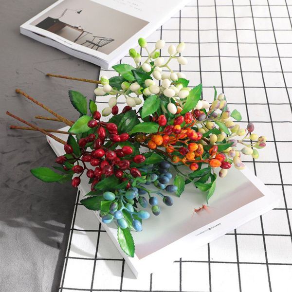 

new artificial flower single five-prong simulation olive fruit blueberry fruit cranberry berry shooting prop home wedding decora