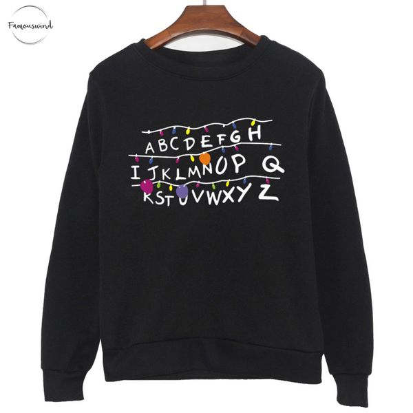 

female sweatshirt fashion long sleeve womens hoodies sweatshirts funny 26 letters printed 1 2 sleeve fleece casual drop shipping, Black
