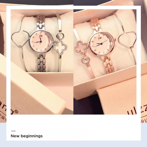 

fashion bracelet ulzzang style rhinestone luxury elegant popular watches for women casual ladies clock 3 psc set c19041202, Slivery;brown