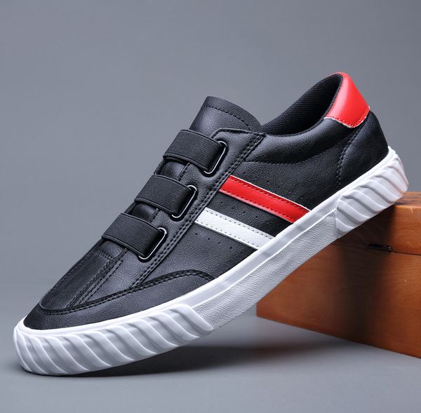 

2020 spring new fashion men leather casual shoes trend shoes man leather shoes cool loafers, Black