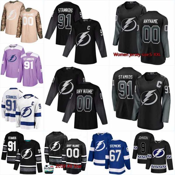

91 Steven Stamkos Tampa Bay Lightning 99 Nikita Kucherov 88 Andrei Vasilevskiy 35 Brayden Point 70 Louis Domingue J.T. Miller Hockey Jerseys