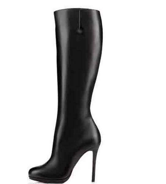 

2019lady over knee black boots red bottom woman boots black calfskin genuine leather slim-fit high boot botalili 120mm women red sole shoes