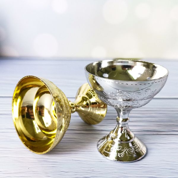 

gold silver plastic candy boxes wine glass shaped candy cup wedding gift boxes