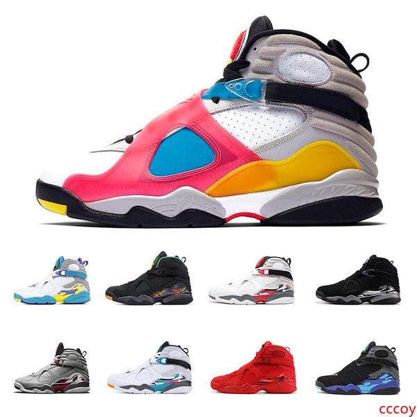 

8 men basketball shoes 8s multi-color sports playoff reflections of a champion sneakers aqua black aqua white chrome south beach size 7-13