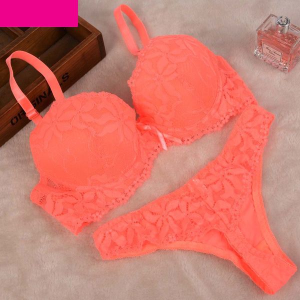 

bra set plus size [new 2019 lace embroidery bra set women underwear set bra panty 34 36 abc cup for female, Red;black