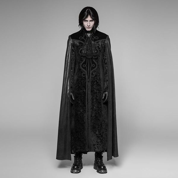 

punk rave men's goth long cape coat wy-934lcm, Tan;black