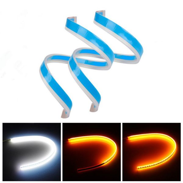 

led balight 45 / 60см ультратонкий автомобилей противотуманные фары белого сигнала поворота желтый руководство strip для сборки фар груза па