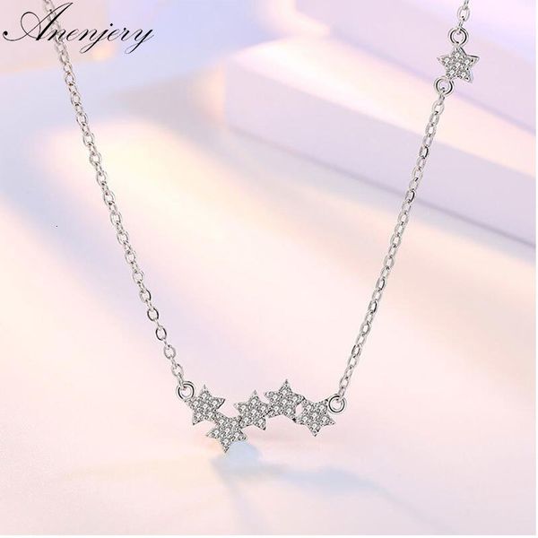 

925 sterling silver jewelry crystal stars sparkling necklaces & pendant statement necklace for women