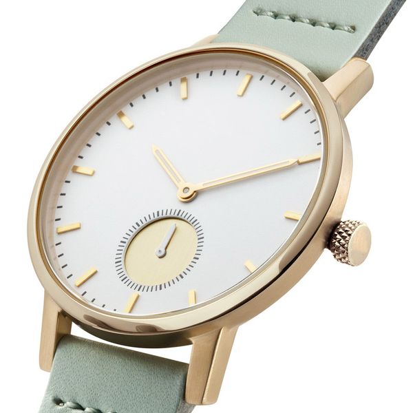 

classic black face leather bracelet watch ladies casual custom lady wrist watches, Slivery;brown