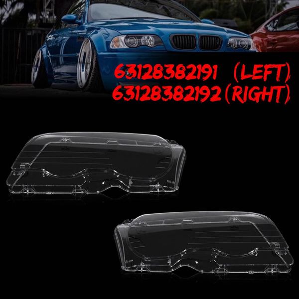 

1 pair car headlight clear lens headlamp clear cover coupe convertible for e46 2dr 1999-2003 m3 2001-2006