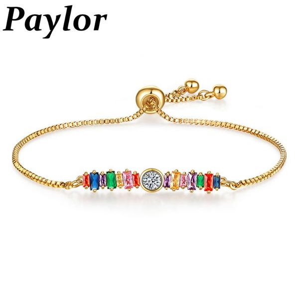 

charm bracelets paylor round tennis bracelet for women gold color cubic zirconia & bangles femme wedding jewelry dropship, Golden;silver