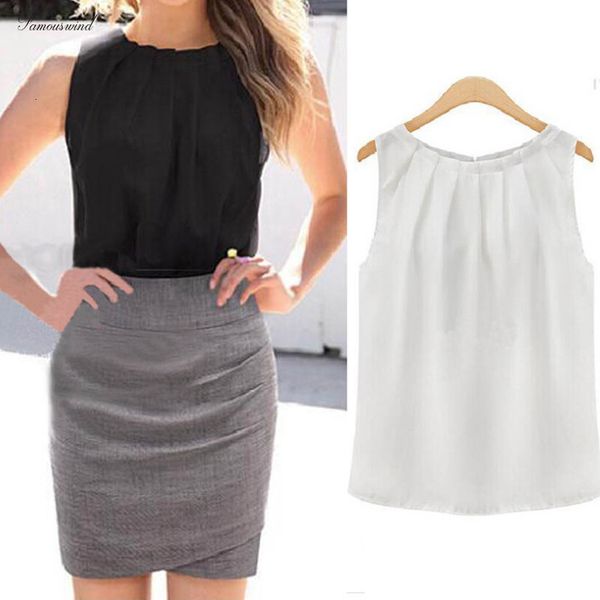 

для женщин топов и блузок черных женщин блузки без рукавов черного лета блузы женщин рубашки горячие dropship офис женщина, White