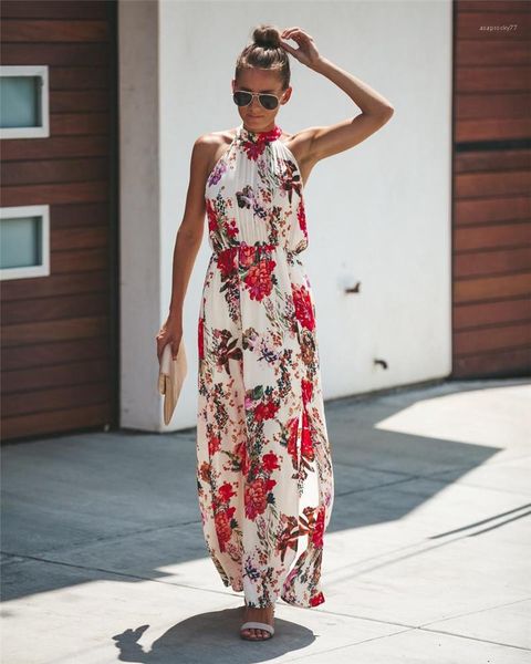 

sleeveless dresses women clothing floral print designer bohemian womens dresses halter fahion natural color dresses casual, Black;gray