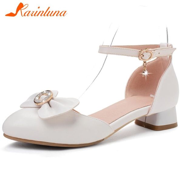 

karin 2020 square heels summer sandals woman shoes buckle strap sweet bowtie comfortable shoes women sandals, Black