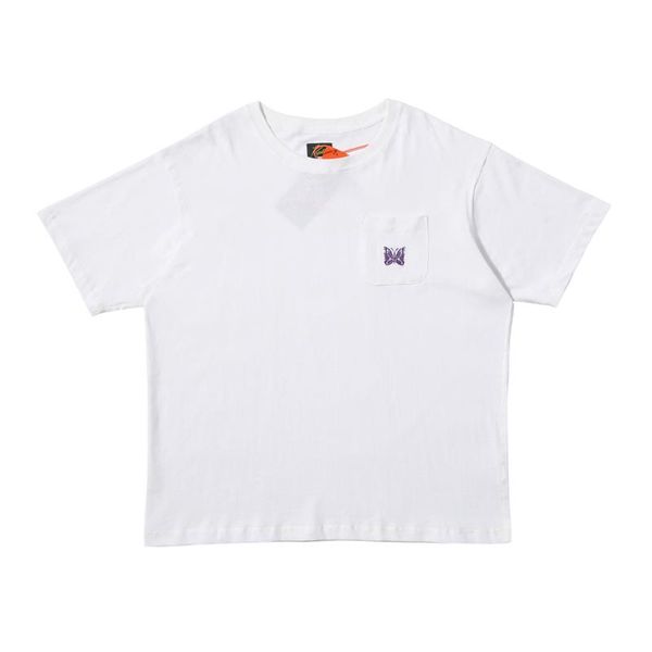 

19ss needles butterfly pocket embroidery men women t-shirt simple summer short sleeve street skateboard tee hfsstx010, White;black