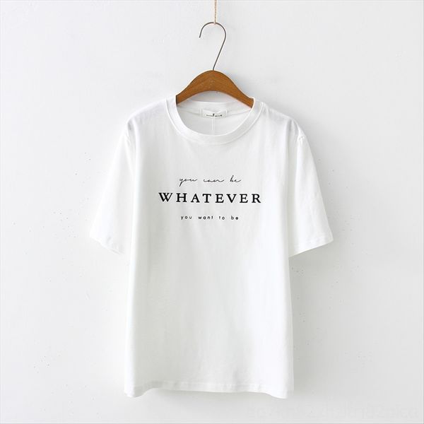 

summer short-sleeved all-match letter printing base student f5502 women's summer short-sleeved t-shirt women's all-match letter pr, White
