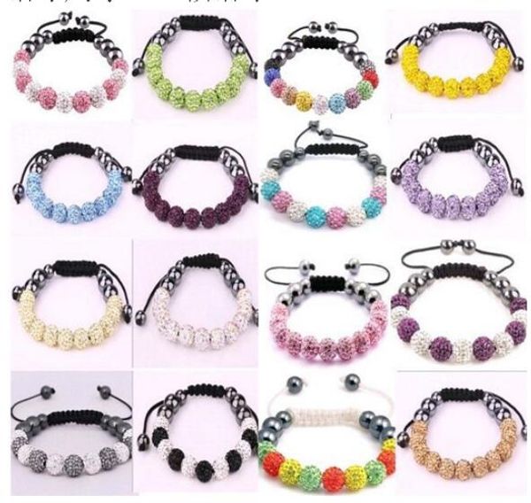 

20pcs/lot price nice 10mm 11shambhala ball beads bracelet adjustable length 15cm loose beads different color charm bracelet wholesale, Golden;silver
