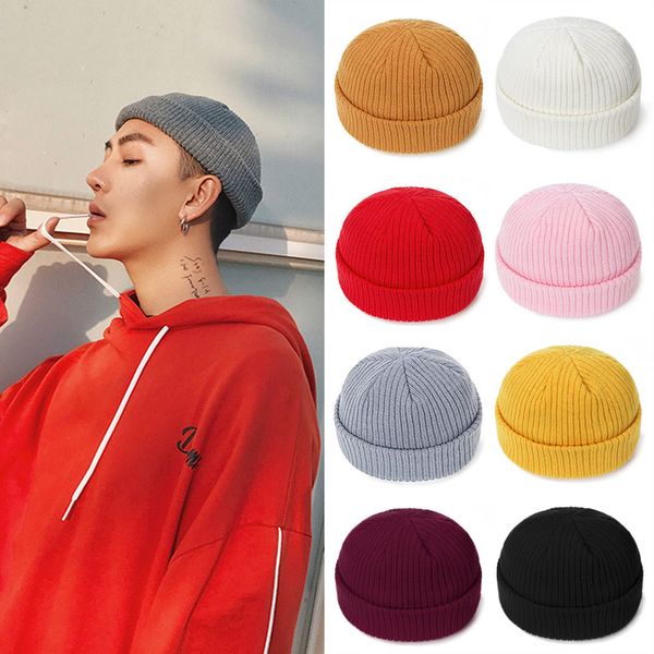 

iwinter winter beanie hat for men women stretch knitted warm melon hat solid hip-hop casual beanies bonnet solid color