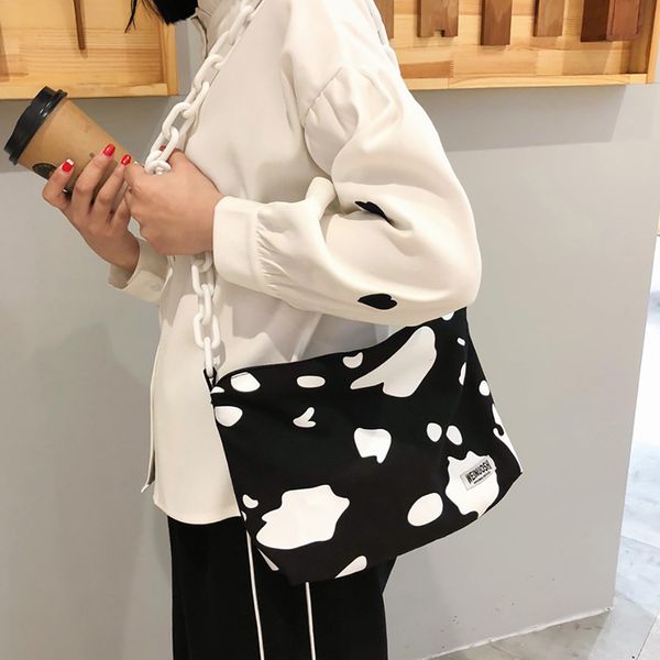 

mini cross-body bag for women fashion canvas dot large capacity shoulder tote chain strap handbag student bag bolsa feminina