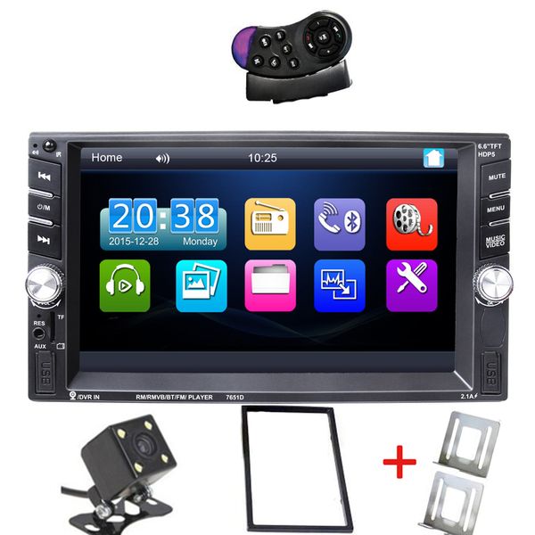 

new 2 din 6.6'' inch lcd touch screen autoradio auto radio player bluetooth support view camera car audio 2din usb car c