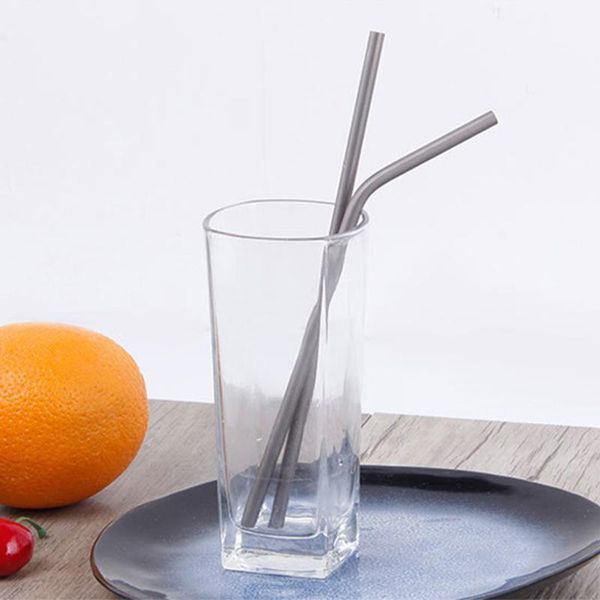 

1pcs pure titanium bent juice straw straight drinking water straws reusable cleaning brush party accessories eco-friendly ta8508