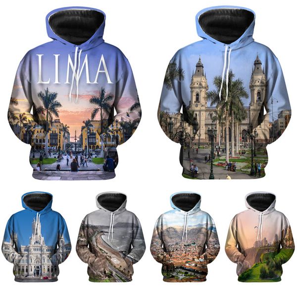 

new fashion painting 3d hoodies creative print men and women casual harajuku hooded sweatshirt, Black