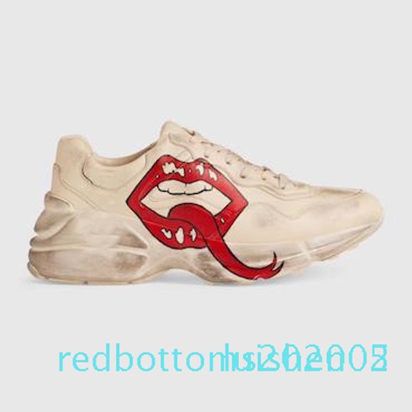 

men rhyton casual shoes dad sneaker paris fashion luxury designer women shoe platform tripler strawberry wave mouth tiger web print r05, Black