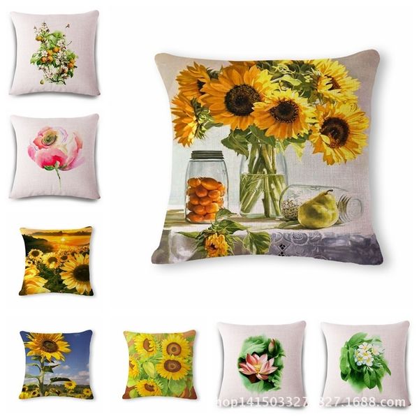 

sunshine sunflower flower pattern cotton flax pillow back cushion