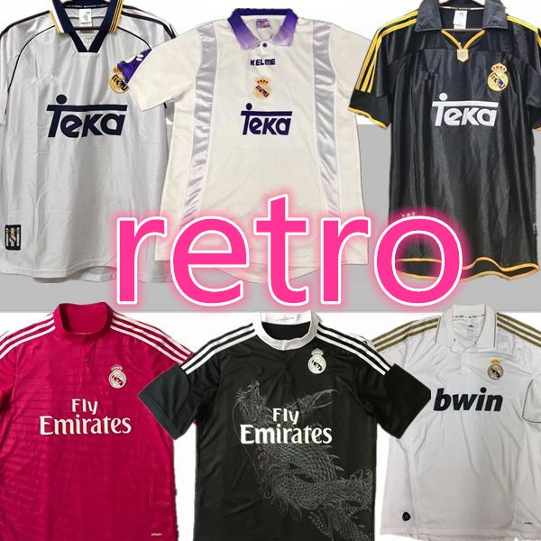 

1997 1998 real madrid ретро футбол джерси гути рамос 13 14 15 roaldo zidane beckham 1994 1996 raul robinho 1999 2000 camiseta de fútbol, Black;yellow