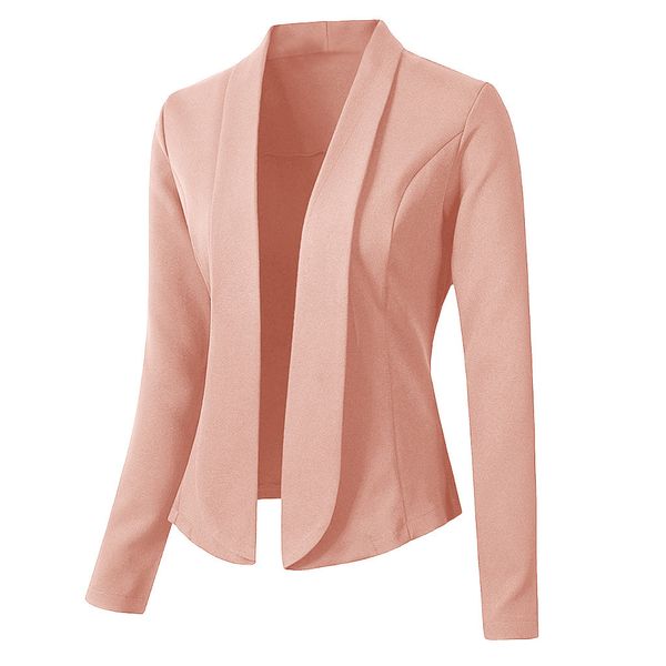 

women's suit jacket solid color long-sleeved shirt cardigan coat ladies office autumn coat marynarka damska, White;black