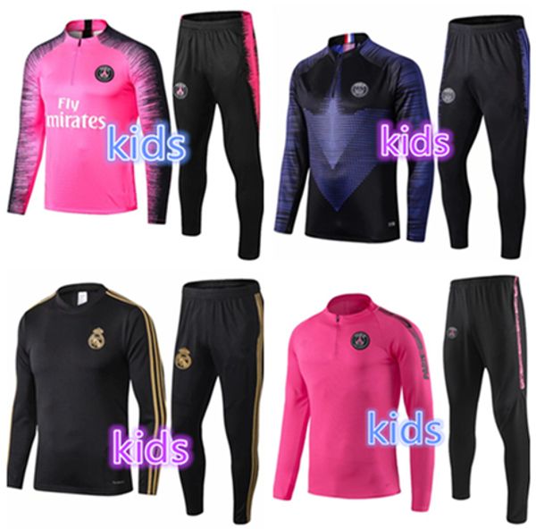 

New kid pari track uit 2019 2020 occer jogging jacket mbappe pogba 18 19 20 pari child football training uit, Black;red