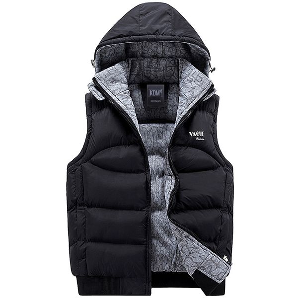 

jacket men sleeveless veste homme mens winter fashion casual coats male hooded cotton-padded men's vest thickening waistcoat, Black;white