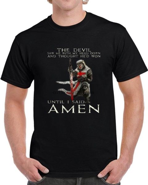 

the crusader shirt - the devil saw me - knight templar t shirt, White;black