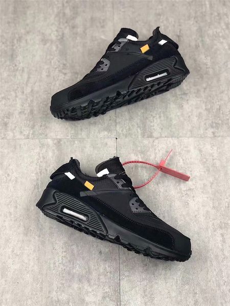

2019 release air off 90 black cone white running shoes women mens sneakers authentic sports desert ore aa7293-001 with original box 36-45