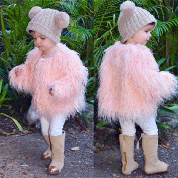 

2019 зимние девушки твердые искусственного меха одежда keep warm pink меховые куртки для маленьких девочек малышей моды пальто черного корот, Blue;gray