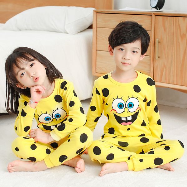 

kids pajamas 2020 autumn girls boys sleepwear nightwear baby infant clothes animal cartoon pajama sets cotton children's pyjamas, Blue;red