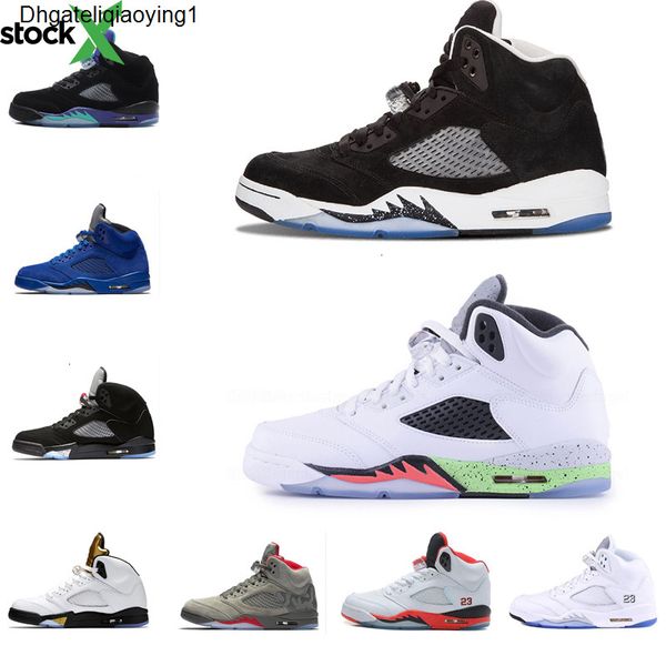 

wholesale 5 men basketball shoes red blue suede fire red black grape 5 sneaker size us 7-13